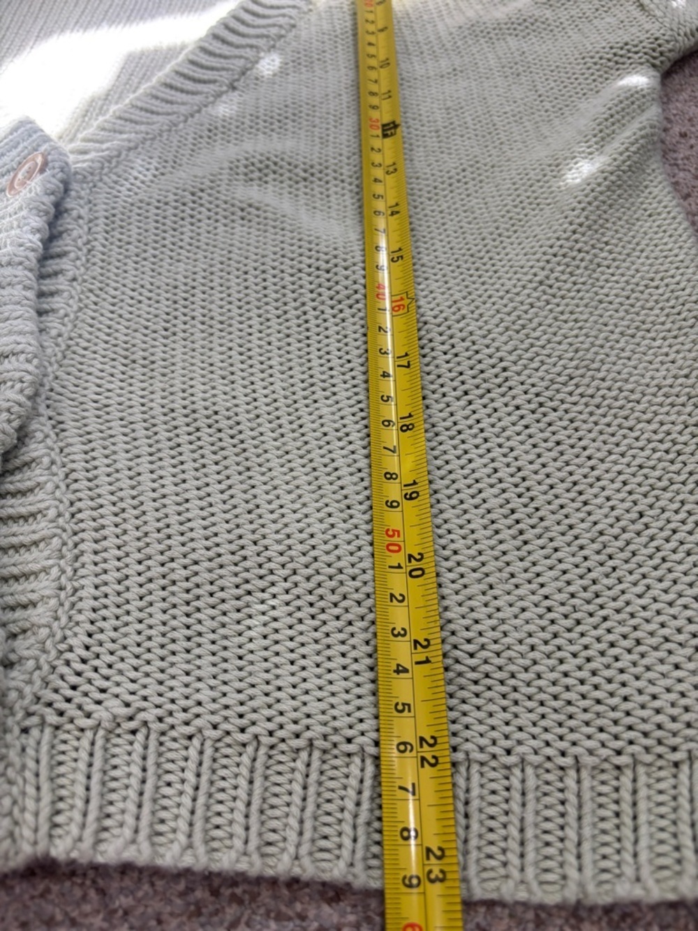 SHXT That I Knit Cozy Pale Sage Green Button-Up Cardigan Pima Cotton Large - Picture 2 of 9